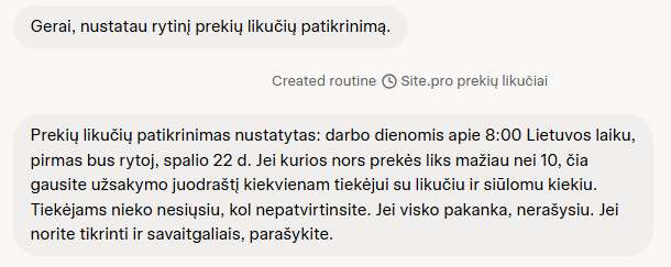 DI agentas - Sandėlio likučiai.